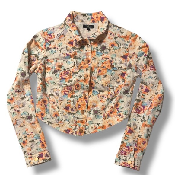 Forever21 Bloomcore Floral Denim Jacket Size L G21 Denim Antique Rose Western - Picture 1 of 6